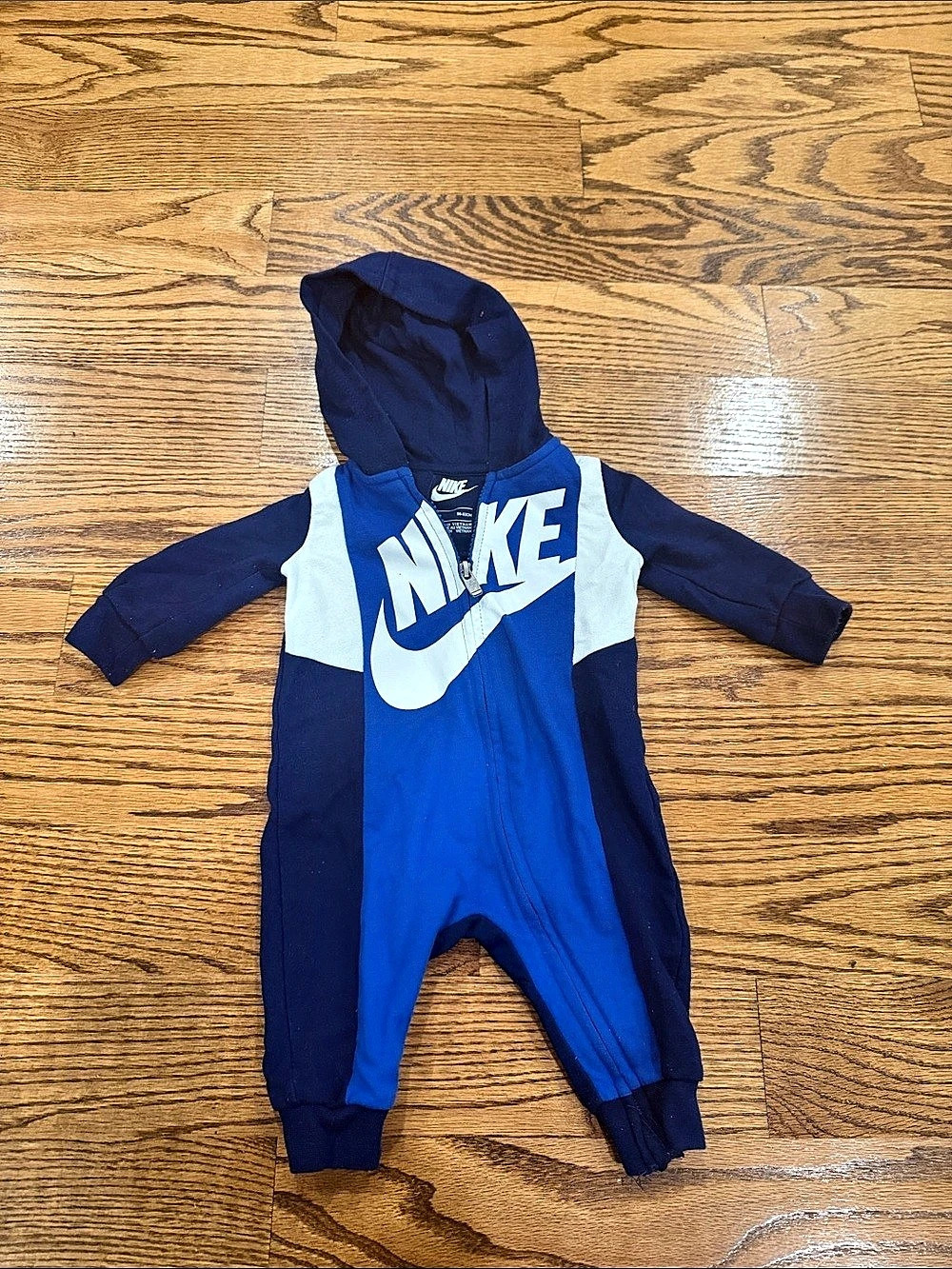 Nike Baby Essentials Hooded Coverall Blue & White Baby 3M